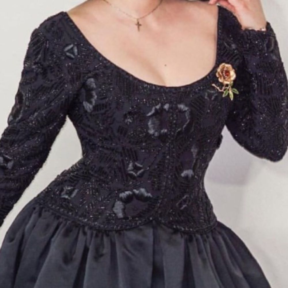 Jeet Vintage Black Drop Waist 100% Silk Handmade Dress Saks Fifth Avenue